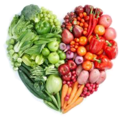 heart made of fruits and veggies